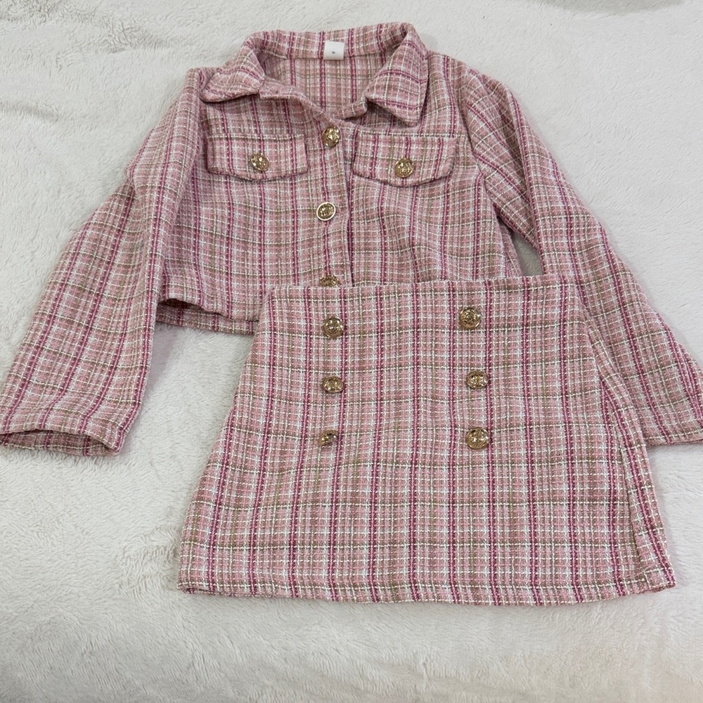 SHEIN Pink and Green Plaid Fabric